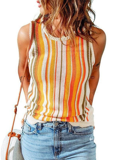 Printed Round Neck Slim Tank Top