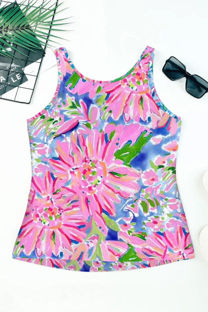 Printed Round Neck Slim Tank Top