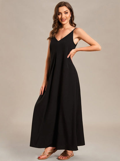 Printed Spaghetti Straps Sleeveless Wedding Guest Dress