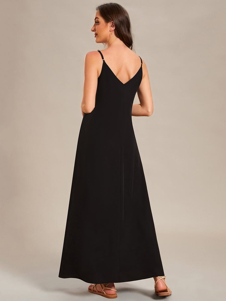 Printed Spaghetti Straps Sleeveless Wedding Guest Dress