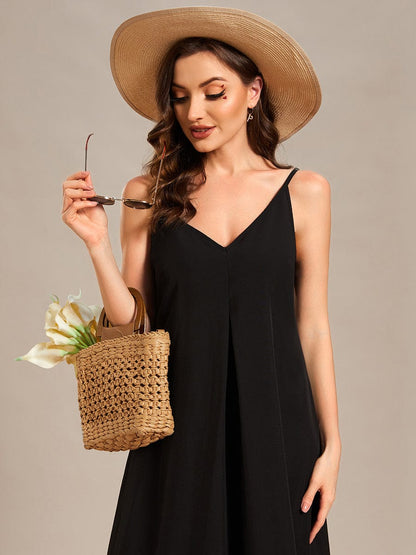 Printed Spaghetti Straps Sleeveless Wedding Guest Dress