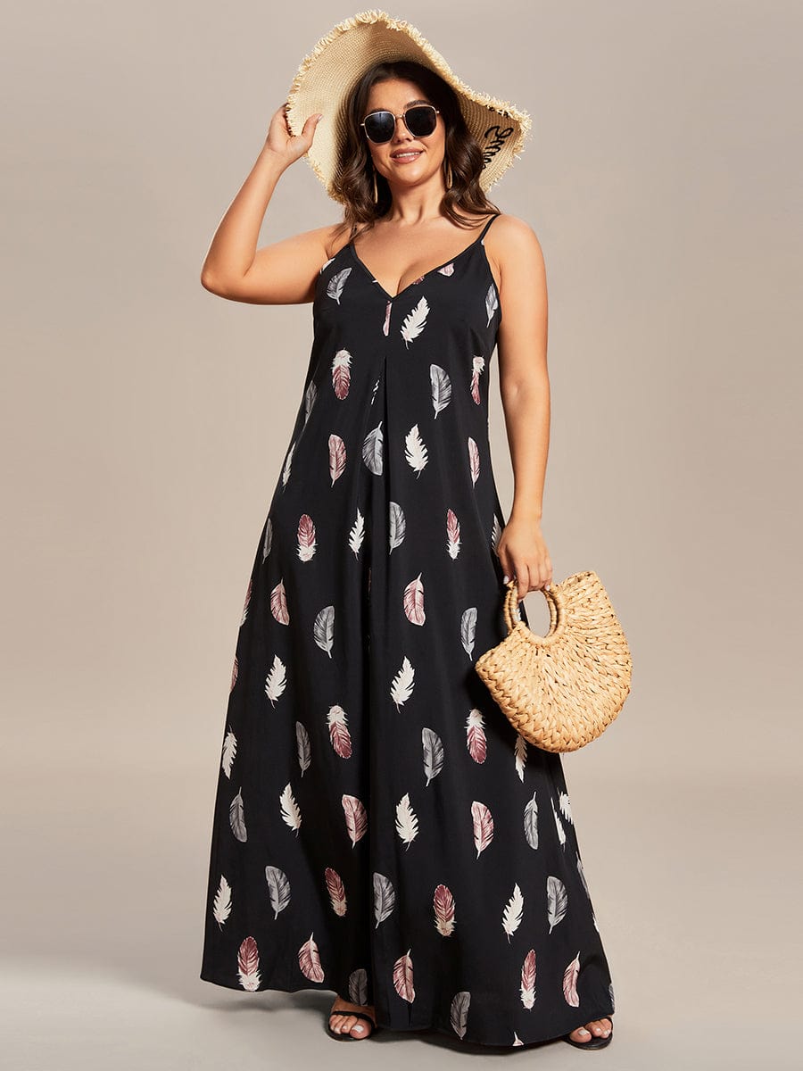 Printed Spaghetti Straps Sleeveless Wedding Guest Dress