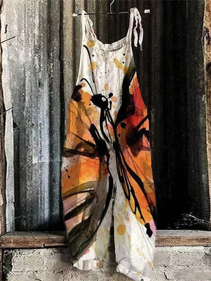 Jumpsuits for Women Print Animal Trug Life Square Neck Casual Daily Holiday Regular Fit Sleeveless Blue Purple Yellow S M L Spring Summer Fall