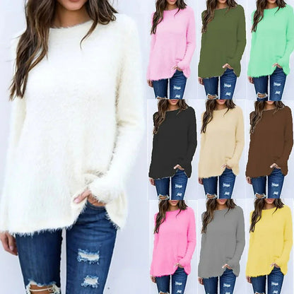 Women's Pullover Sweater Jumper Crew Neck Ribbed Knit Cotton Oversized Fall Winter Regular Outdoor Daily Holiday Stylish Casual Soft Long Sleeve Solid Color Black White Yellow S M L