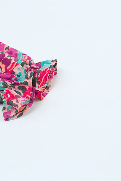 Purple Bohemian V Neck Smocked Floral Mini Dress