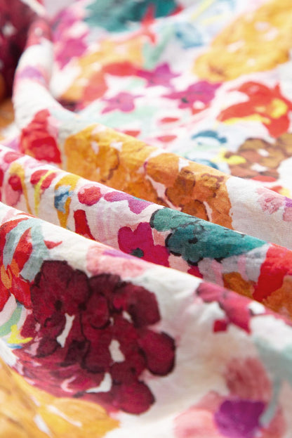 Purple Floral Flutter Sleeve Mini Dress with Split Neck