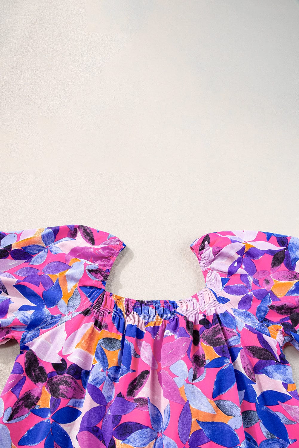 Purple Floral Print Ruffled Hem A-Line Mini Dress