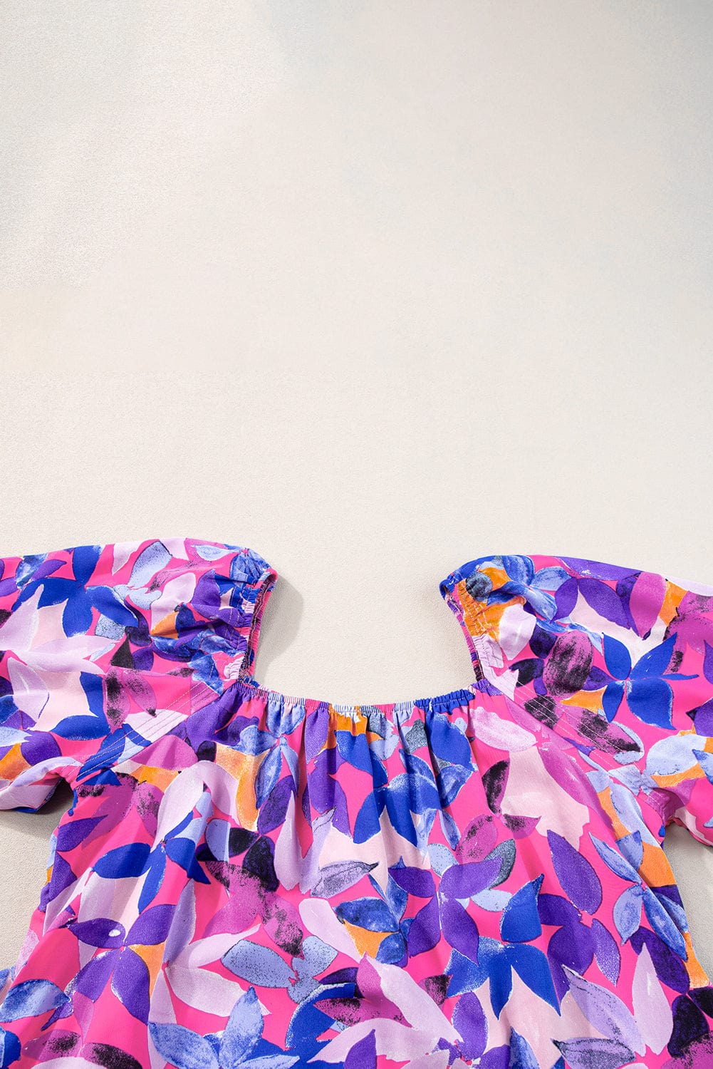 Purple Floral Print Ruffled Hem A-Line Mini Dress