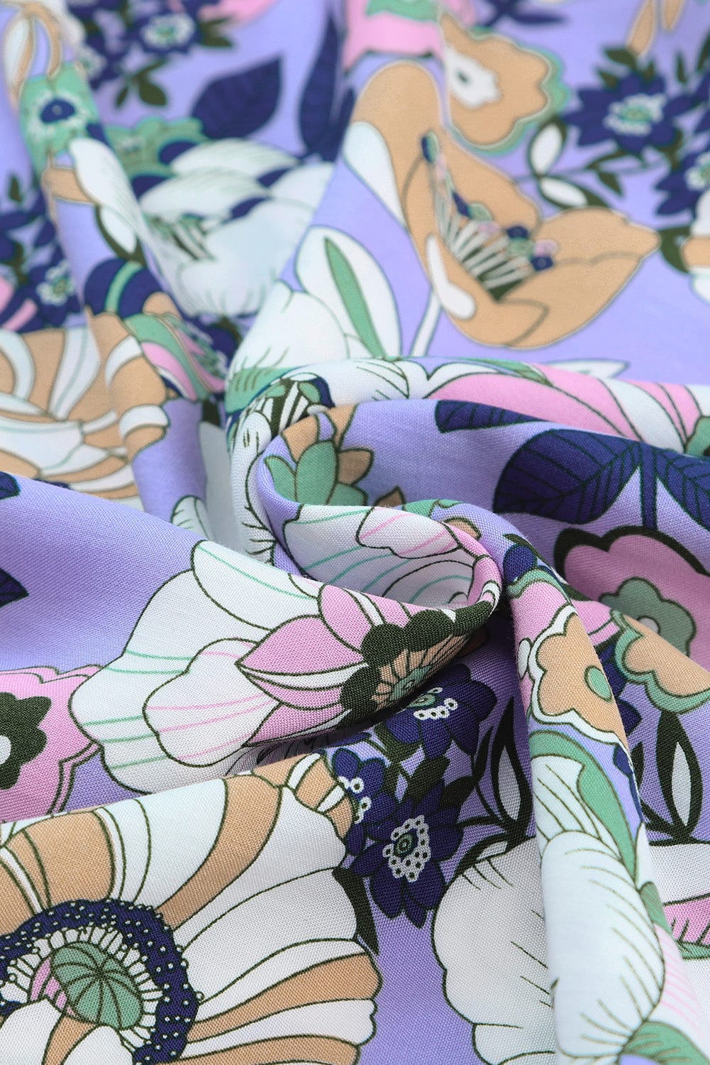 Purple Maxi Bohemian Floral Dress with Layered Ruffle Sleeves