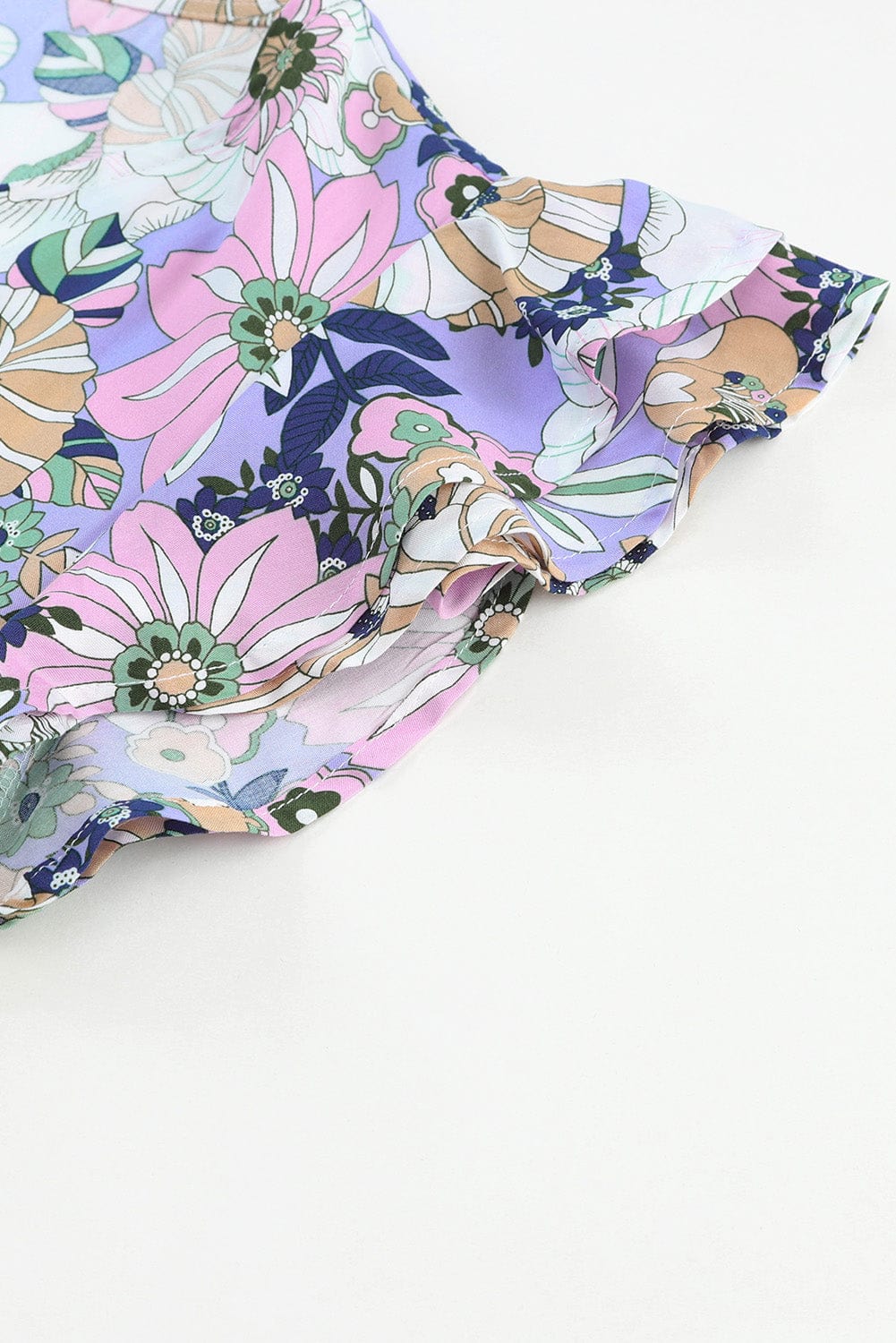 Purple Maxi Bohemian Floral Dress with Layered Ruffle Sleeves