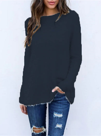 Women's Pullover Sweater Jumper Crew Neck Ribbed Knit Cotton Oversized Fall Winter Regular Outdoor Daily Holiday Stylish Casual Soft Long Sleeve Solid Color Black White Yellow S M L