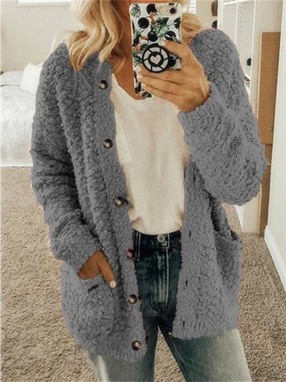 Women's Cardigan Sweater Cowl Ribbed Knit Polyester Pocket Fall Winter Home Daily Holiday Stylish Casual Soft Long Sleeve Solid Color Maillard Black White Pink S M L