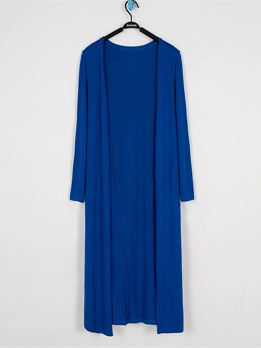 Women's Cardigan Sweater Open Front Ribbed Knit Modal Oversized Summer Fall Long Daily Going out Weekend Stylish Casual Soft Long Sleeve Solid Color Black White Yellow One-Size