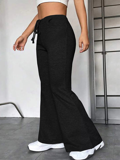 Women's Flare Polyester Plain Grey Black Active High Waist Full Length Outdoor Street Fall Winter