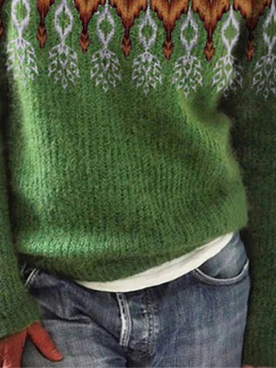 Women's Crew Neck Pullover Sweater Jumper Ribbed Knit Acrylic Knitted Print Fall Winter Regular Outdoor Daily Going out Stylish Casual Soft Long Sleeve Striped Print Blue Green S M L