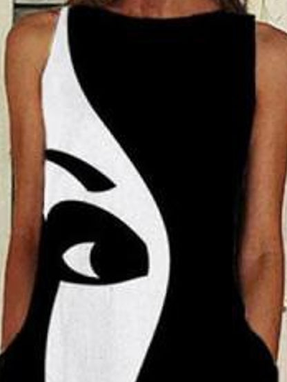 Women's Dress - Casual Dress Midi Dress Black Sleeveless Print Print Spring Summer Crew Neck Casual Weekend 2023 S M L XL XXL 3XL