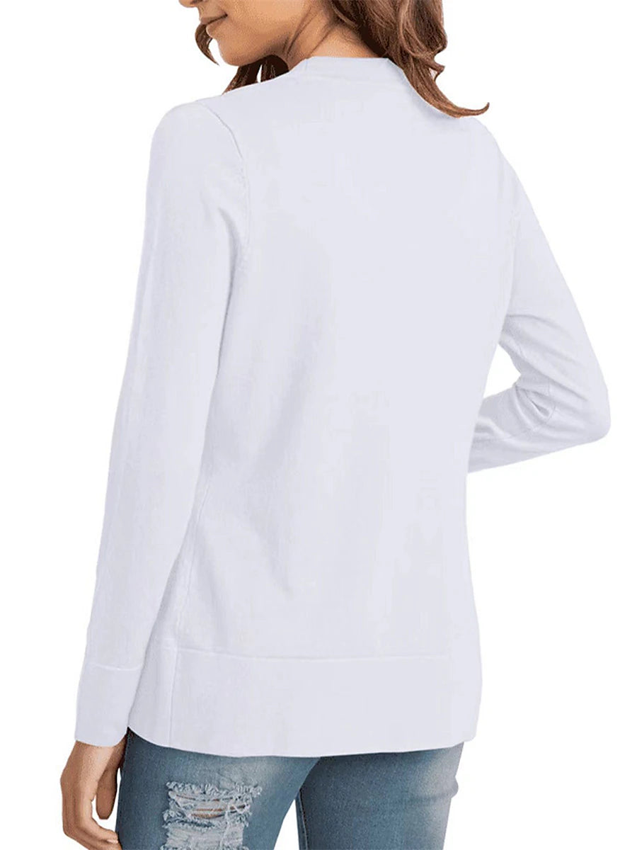 Women's Knitted Cardigan Coat Classic V Neck Long Sleeve Open Front Sweater Fall Solid Color  Cardigans Wine S M L