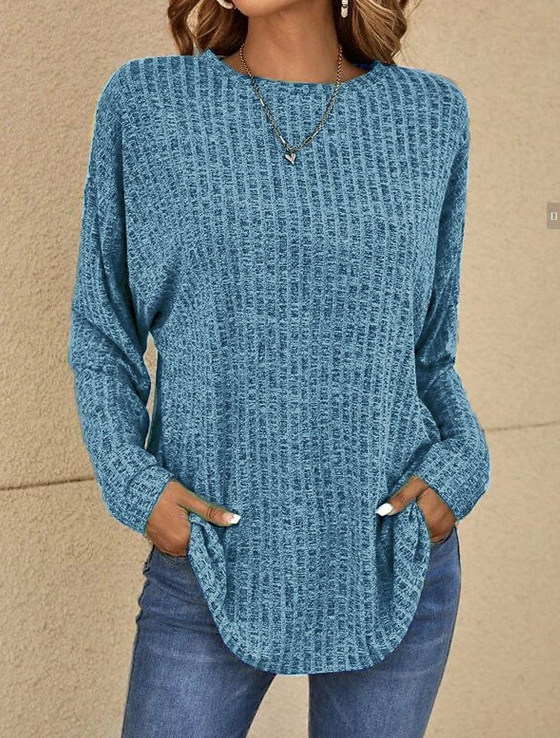 Women's Pullover Sweater Jumper Crew Neck Ribbed Knit Polyester Oversized Spring Fall Outdoor Valentine's Day Daily Stylish Casual Soft Long Sleeve Solid Color Black Pink Royal Blue S M L