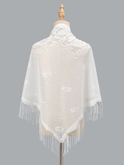 Women's Shrug Jumper Ribbed Knit Tassel Lace Casual Bohemia Sunscreen Outdoor Decoration 1 PC Shawl Party Daily Holiday - LuckyFash™