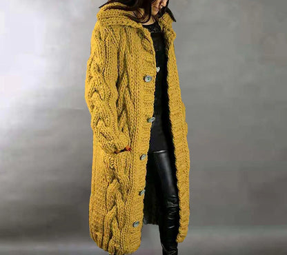 Women's Cardigan Sweater Jumper Cable Chunky Knit  Solid Color Open Front Stylish Soft Daily Going out Winter Fall Reddish brown Blue S M L / Long Sleeve / Regular Fit