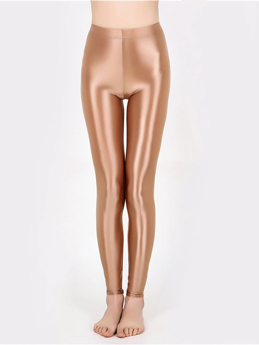 Women's Leggings Faux Leather Plain claret Robin's Egg Blue Active High Waist Ankle-Length Outdoor Yoga Fall Winter