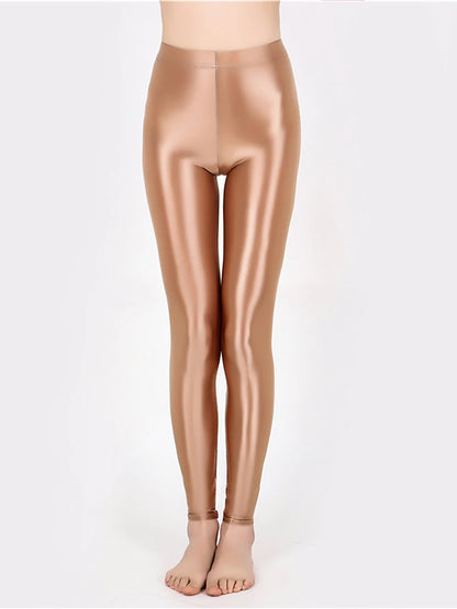 Women's Leggings Faux Leather Plain claret Robin's Egg Blue Active High Waist Ankle-Length Outdoor Yoga Fall Winter