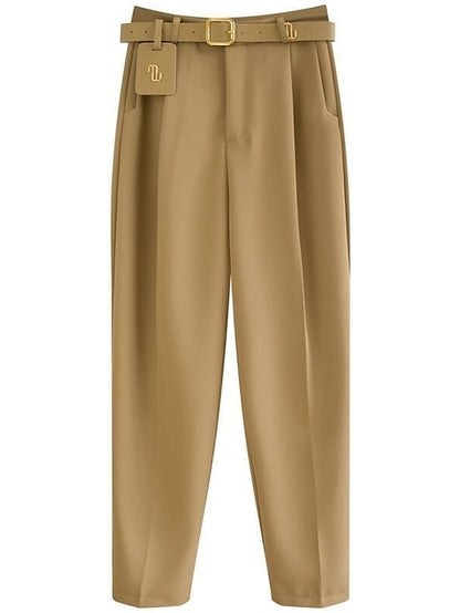 Women's Dress Pants Spandex Plain Black Khaki Fashion High Waist Ankle-Length Street Daily Fall Winter