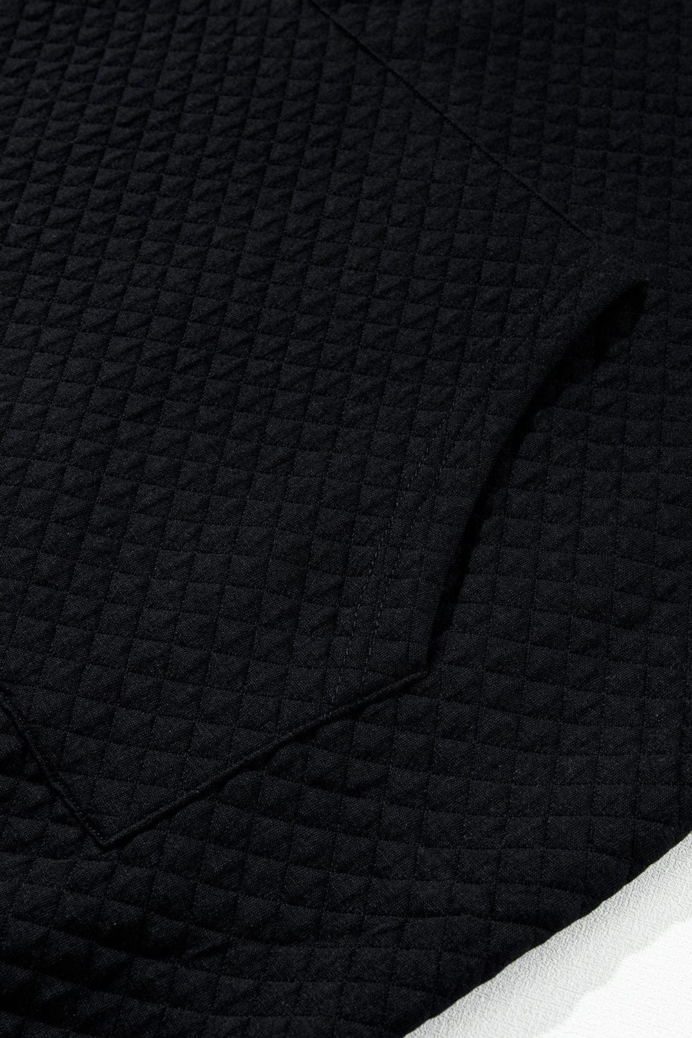 Quilted Black Hoodie Dress with Kangaroo Pocket
