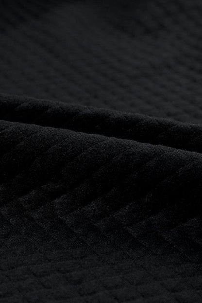 Quilted Black Hoodie Dress with Kangaroo Pocket