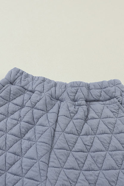 Quilted Teal Short Sleeve Wide Leg Pants Ensemble