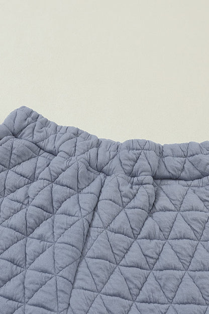 Quilted Teal Short Sleeve Wide Leg Pants Ensemble