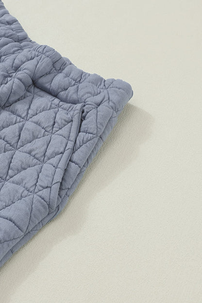 Quilted Teal Short Sleeve Wide Leg Pants Ensemble