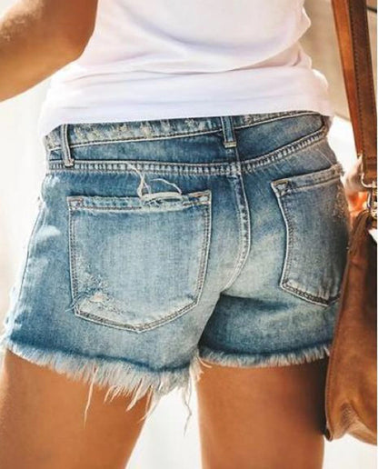 Women's Jeans Normal Denim Plain Blue Light Blue Fashion Mid Waist Short Casual Weekend Summer Spring &  Fall
