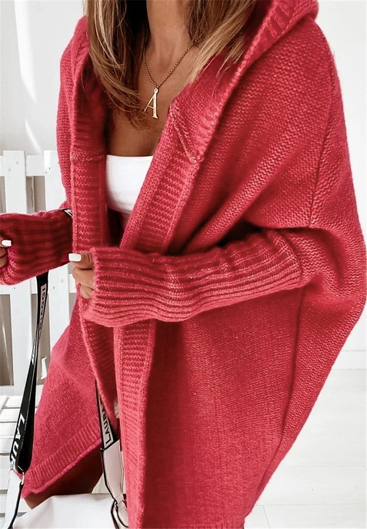 Women's Cardigan Hooded Solid Color Stylish Basic Casual Long Sleeve Loose Sweater Cardigans Hooded Open Front Fall Winter Denim Purple / Holiday / Going out