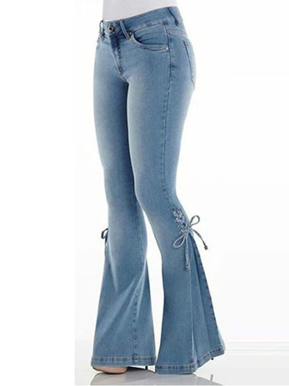 Women's Jeans Cotton Plain Black Deep Blue Active High Waist Full Length Outdoor Street Fall Winter