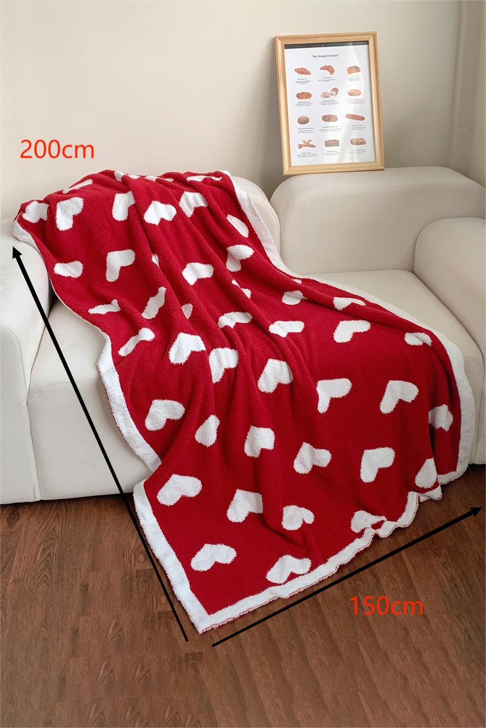 Racing Red Heart Pattern Cozy Oversized Plush Throw