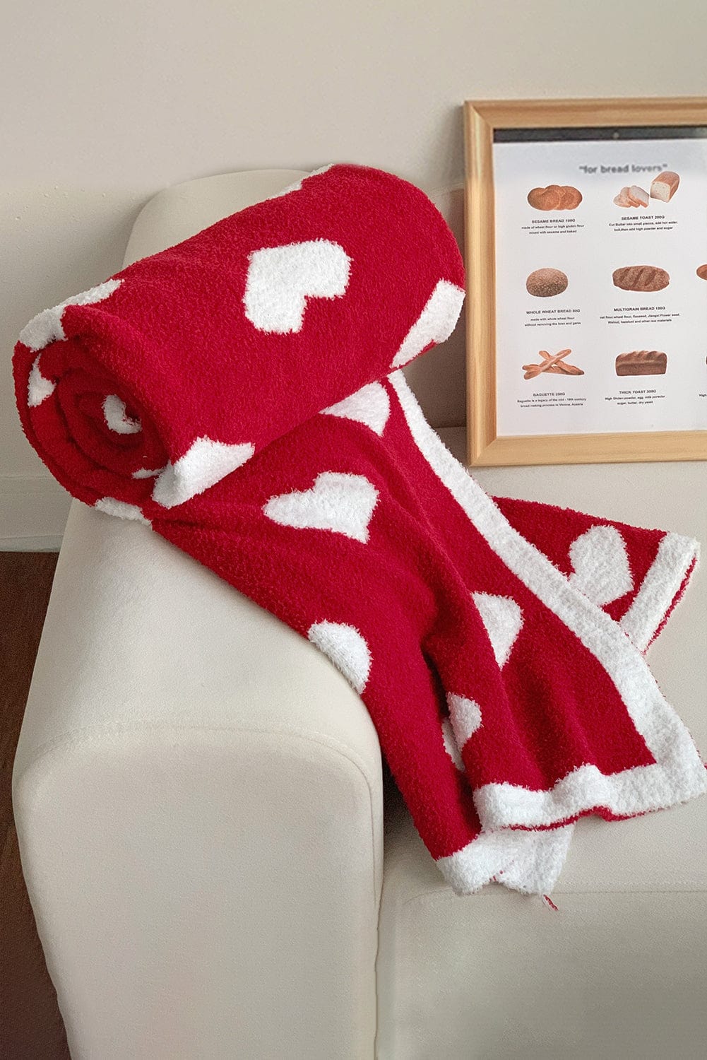 Racing Red Heart Pattern Cozy Oversized Plush Throw