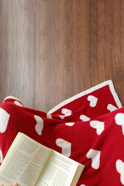 Racing Red Heart Pattern Cozy Oversized Plush Throw