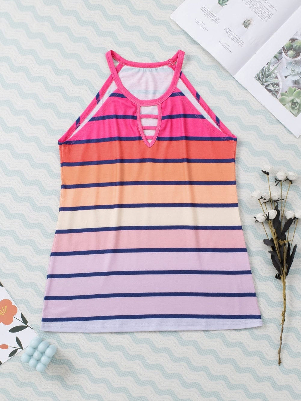 Rainbow Striped Sleeveless Cami Top