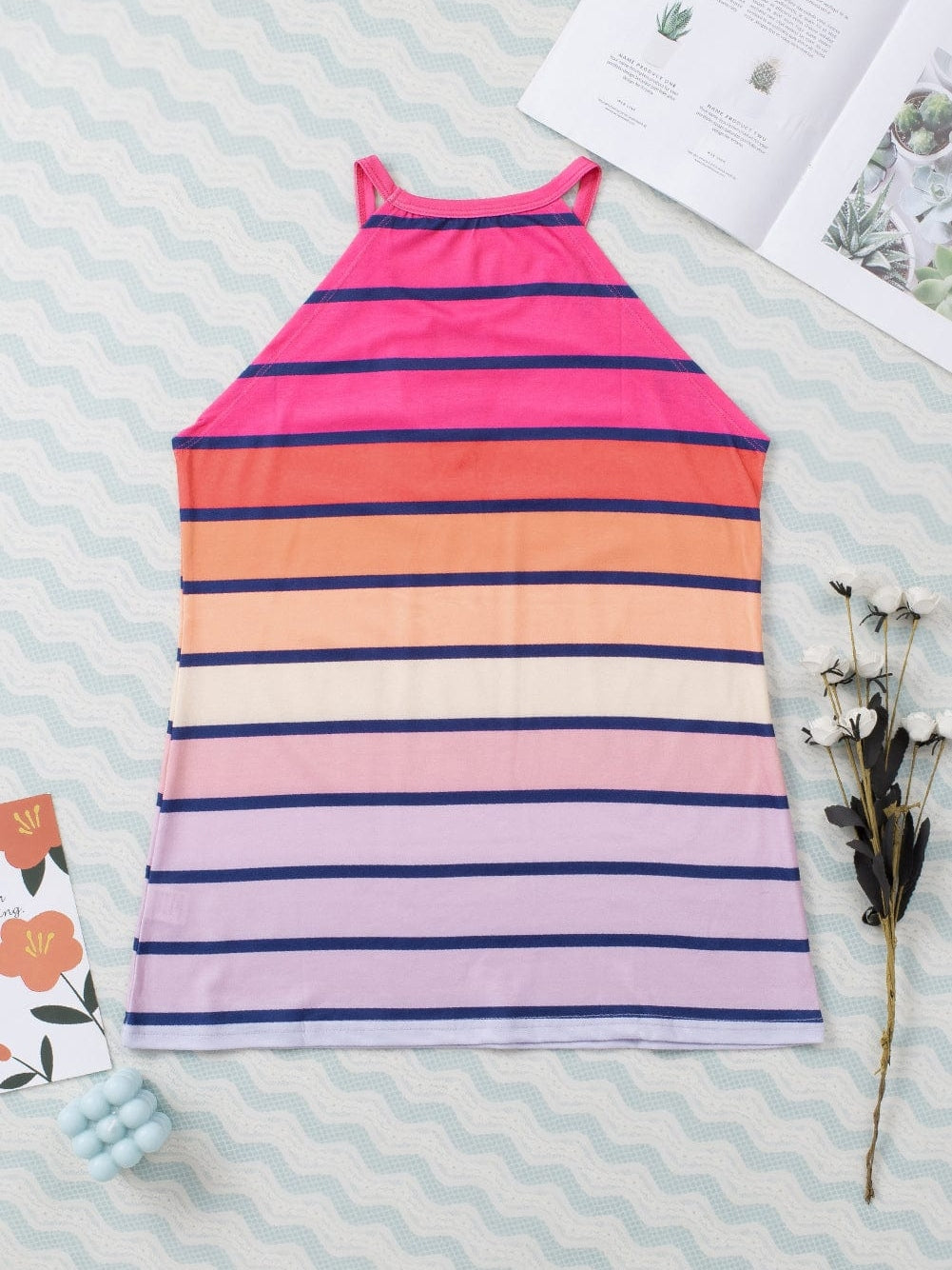 Rainbow Striped Sleeveless Cami Top