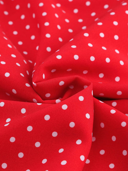 Ravishing Crimson Polka Dot V Neck Ruffle Sleeve Mini Dress