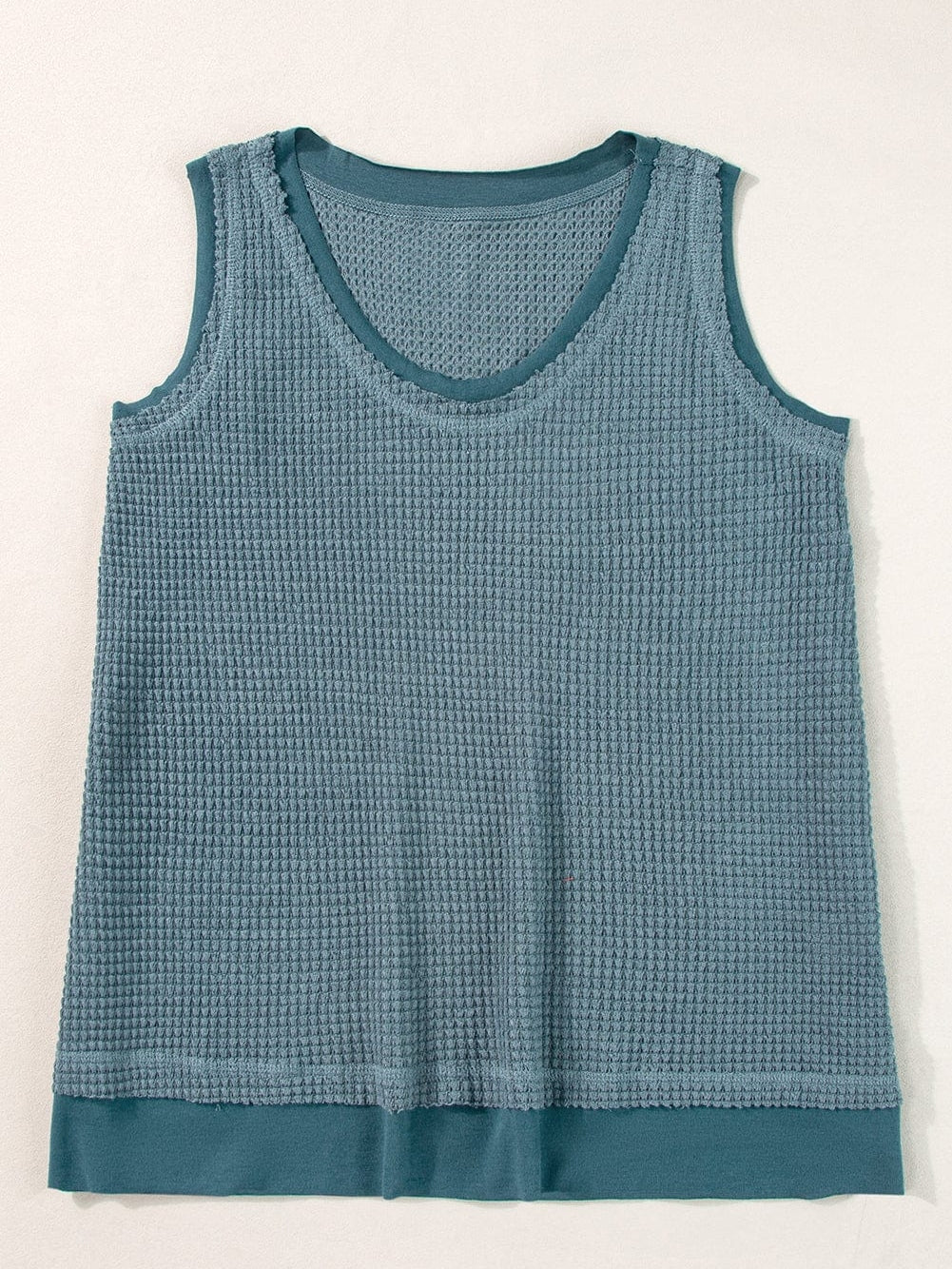 Real Teal Waffle Knit Flowy Tank Top