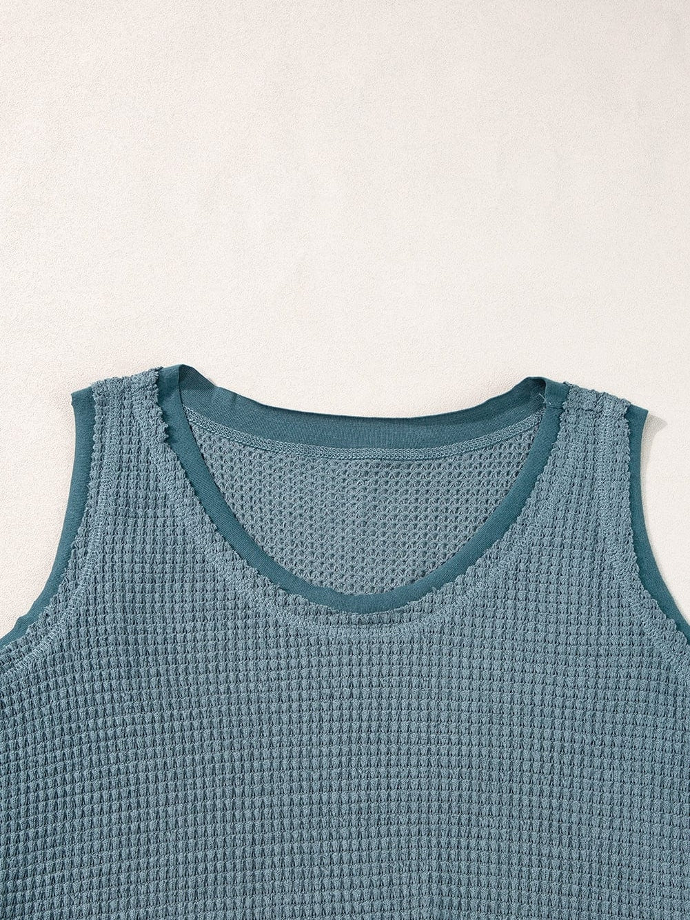 Real Teal Waffle Knit Flowy Tank Top