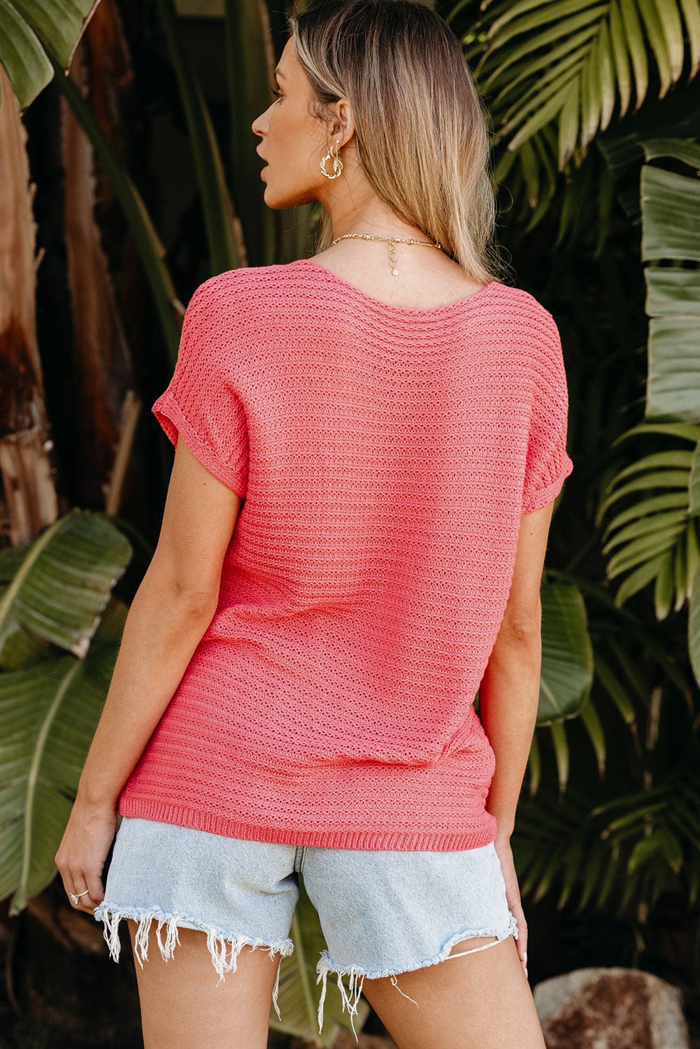 Red Clay Solid Boat Neck Dolman Sleeve Sweater