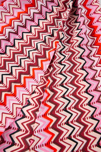 Red Halter Neck Geometric Tribal Print Backless Maxi Dress