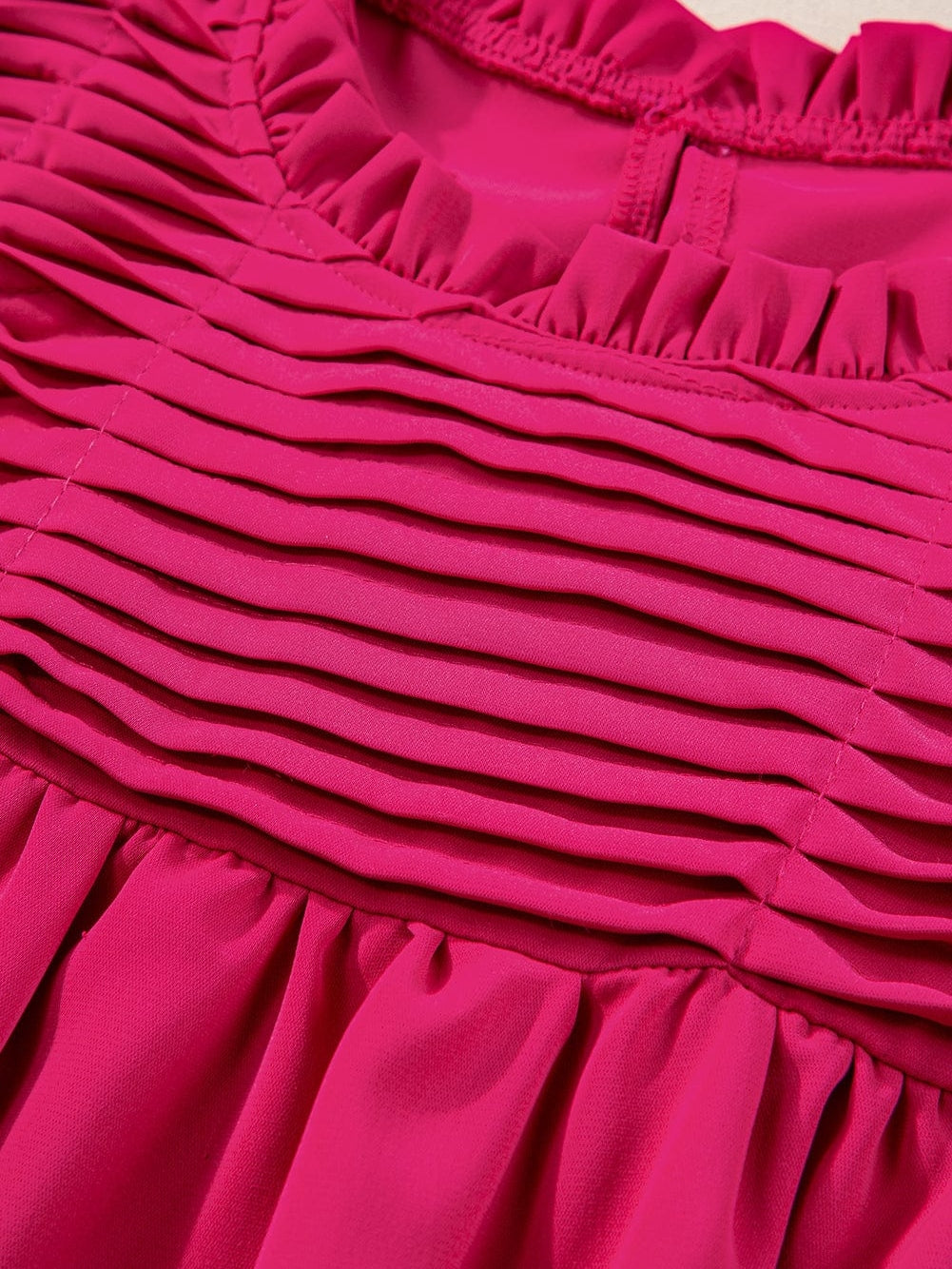 Red Rose Smocked Ruffle Sleeve Top