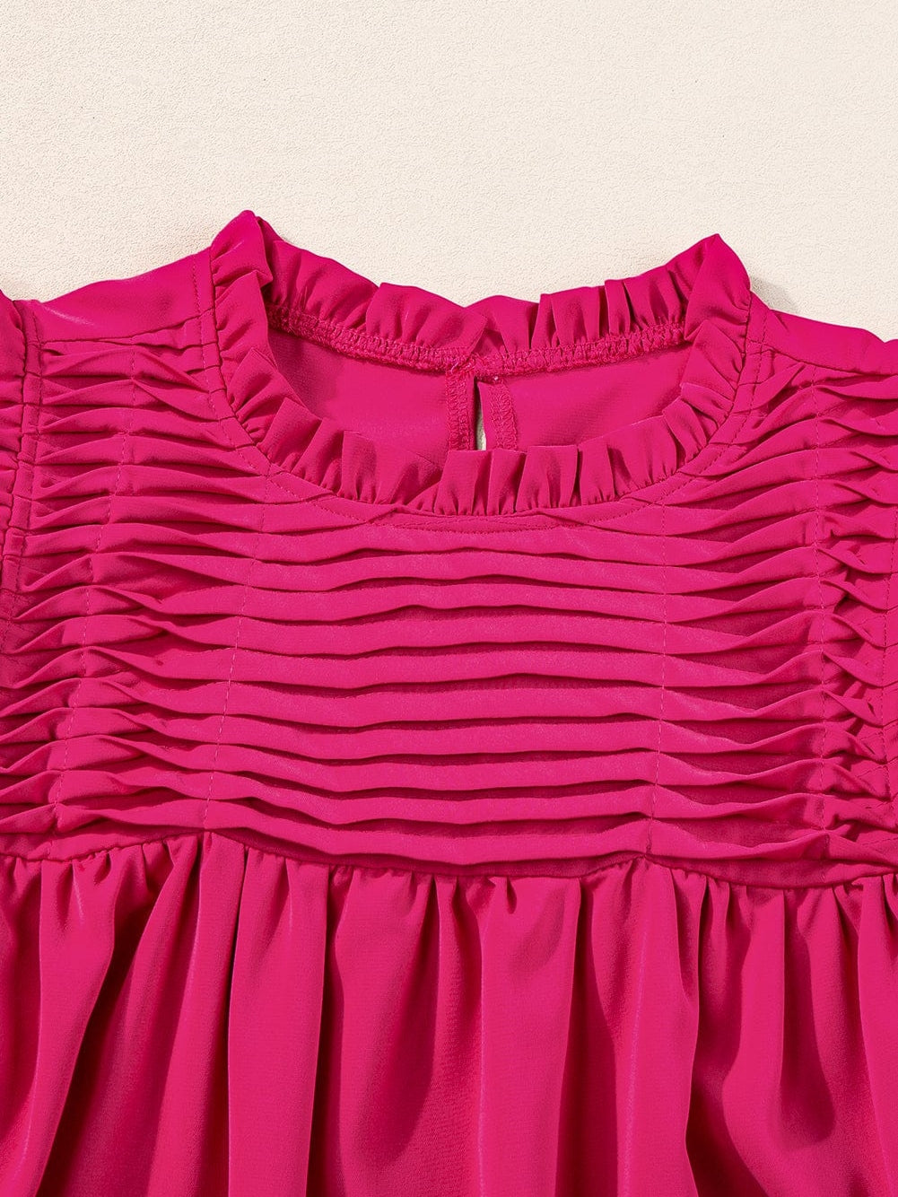 Red Rose Smocked Ruffle Sleeve Top