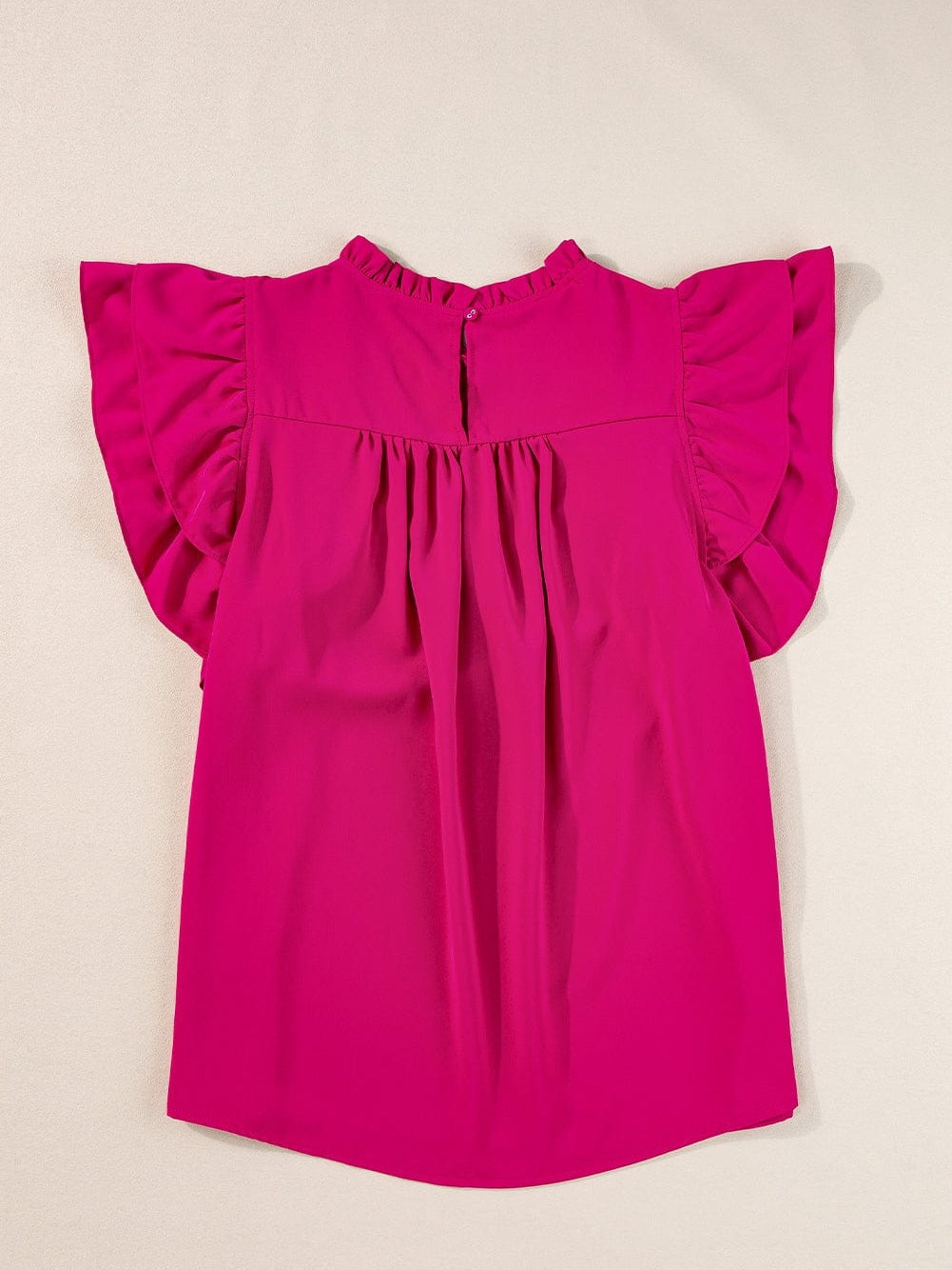 Red Rose Smocked Ruffle Sleeve Top