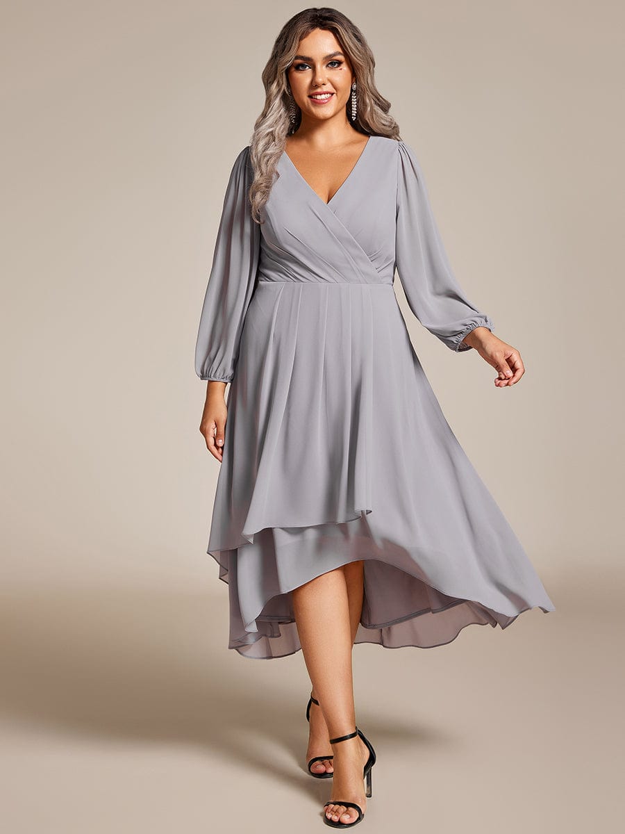 Regal Long Sleeve Empire Waist Chiffon Wedding Guest Dress