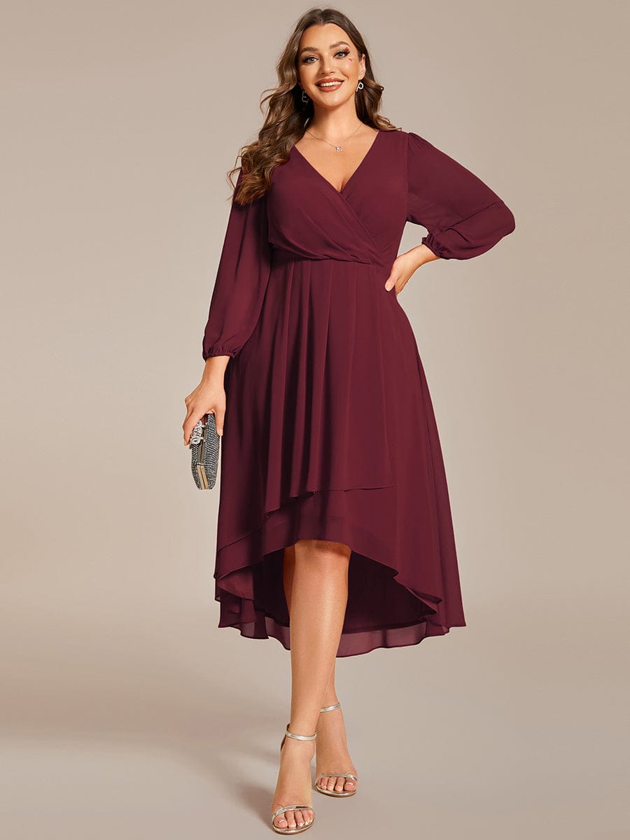 Regal Long Sleeve Empire Waist Chiffon Wedding Guest Dress